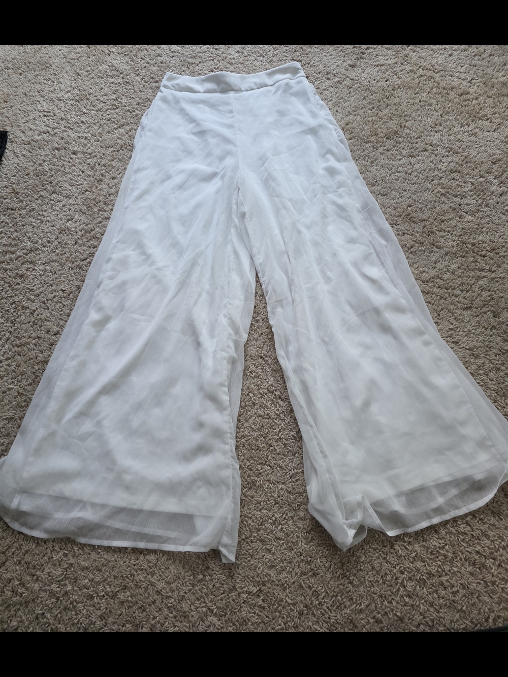SHEIN Petite White Chiffon Wide Leg Palazzo Pants Size Petite M 🤍✨